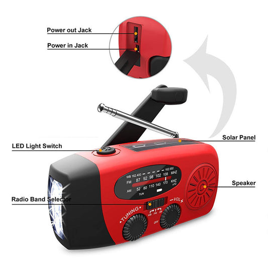 071P Power Bank with Solar Hand Crank Radio (2,000mAh US)