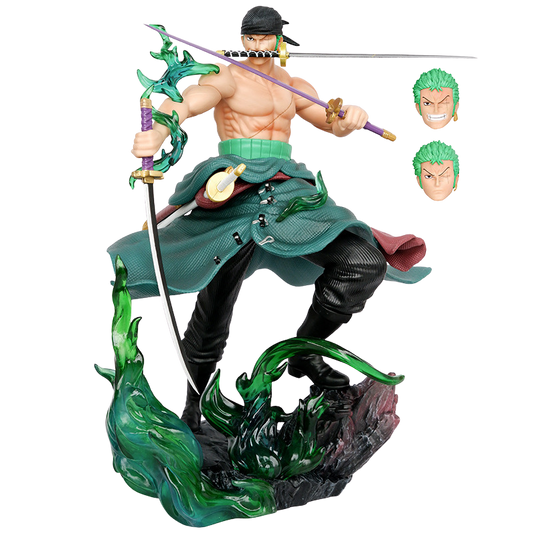 One Pieces Action Figure - Zoro Samurai Sword 3 Heads Replaceable (32cm)