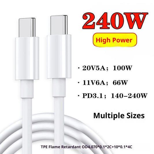 240W Double Type-C TPE Fast Charging Cable (CA204)